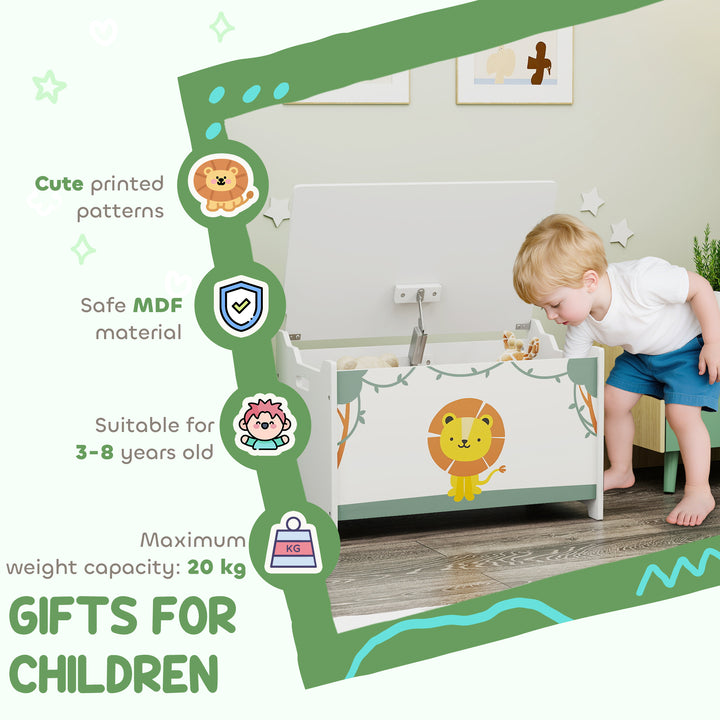 Qaba Toy Chest, Kids Storage Chest with Lid, Safety Hinges and Groove Handles for Boys, Girls, Pink