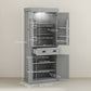 HOMCOM 71" Kitchen Pantry Cabinet with LED Lights, 6 Spice Racks, a Drawer and 4 Adjustable Shelves, White