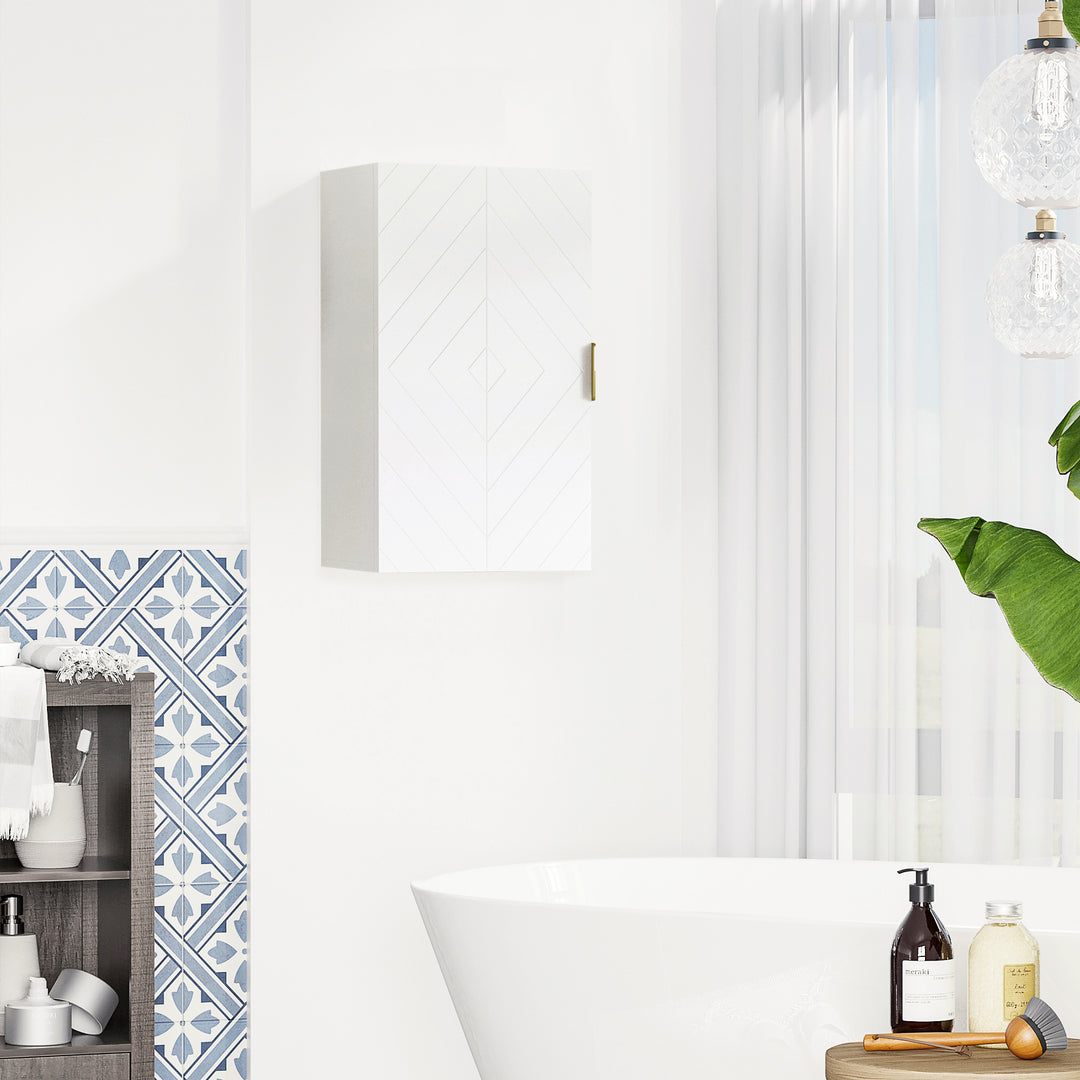 kleankin Bathroom Medicine Cabinet, Modern Wall Cabinet with Adjustable Shelves and Single Door for Laundry Room