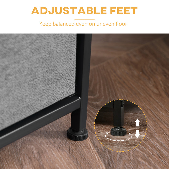 HOMCOM Linen Drawer Cabinet Organizer Storage Dresser Tower with 5 Removable Drawer Metal Frame Adjustable Feet for Living Room, Kitchen, Bathroom, Dark Grey