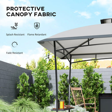 Outsunny 8' x 5' Outdoor Grill Gazebo, Double Tiered Barbecue Grill Gazebo Shelter with 2 Side Shelves and Hook, Light Grey