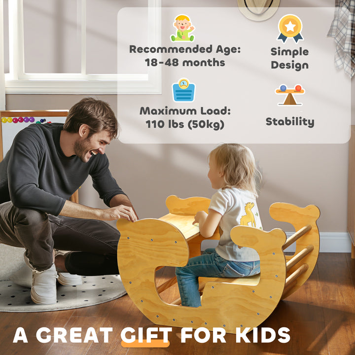 Qaba 2 in 1 Wooden Arch Ladder Baby Rocker for Toddlers 18-48 Months