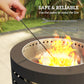Outsunny Round Fire Pit with Fire Poker, Portable Wood Burning Firepit with Ash Tray and Hairpin Legs, Outdoor Fireplace, Black