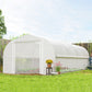 Outsunny 19.5' x 10' x 7.5' Walk-in Tunnel Greenhouse with 3 Roll-Up Doors and Large Mesh Windows, Outdoor Green House, Plant Hot House Tent with Galvanized Steel Frame, Green