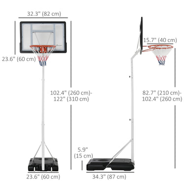 Soozier Portable Basketball Hoop, 7ft-8.5ft Height Adjustable Basketball System with Wheels & 32.3" Backboard for Youth Junior