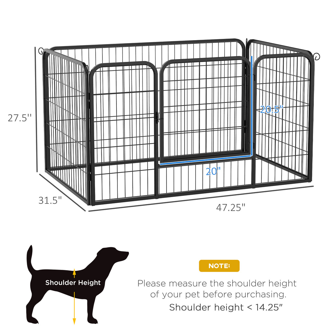 PawHut 32"W 4-Panel Metal Dog Pen Exercise Pet Playpen Dog Indoor/Outdoor Fence, Black