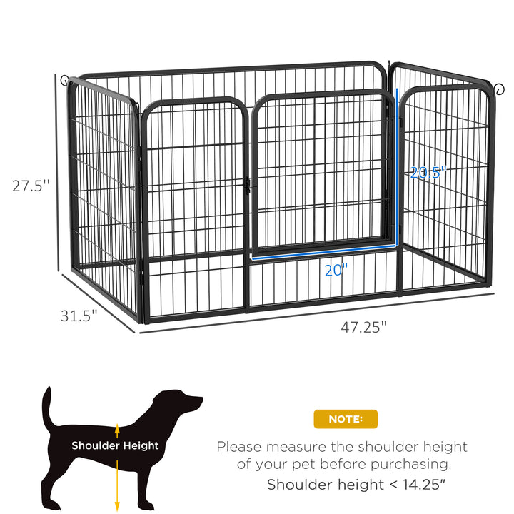 PawHut 32"W 4-Panel Metal Dog Pen Exercise Pet Playpen Dog Indoor/Outdoor Fence, Black