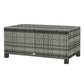Outsunny Outdoor PE Rattan Wicker Table, Patio Garden Side Table w/Glass Top for Patio, Balcony, Mixed Grey