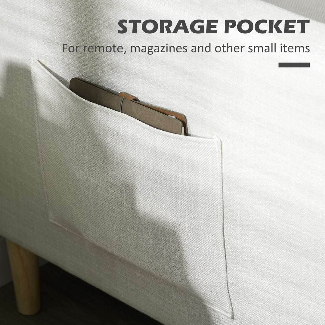 HOMCOM 56" 2 Seat Sofa, Modern Love Seats Furniture, Upholstered 2 Seater Couch with Side Pockets, Solid Steel Frame, White