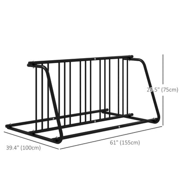 DURHAND All-Steel Bike Rack, 61" Bike Stand, 6-Bike Capacity, Dual-Side, for Garages Streets Yards Schools