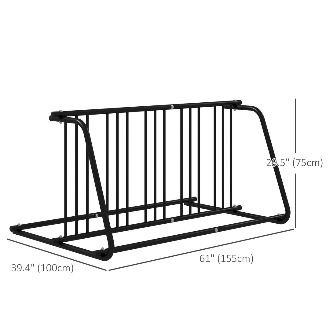DURHAND All-Steel Bike Rack, 61" Bike Stand, 6-Bike Capacity, Dual-Side, for Garages Streets Yards Schools