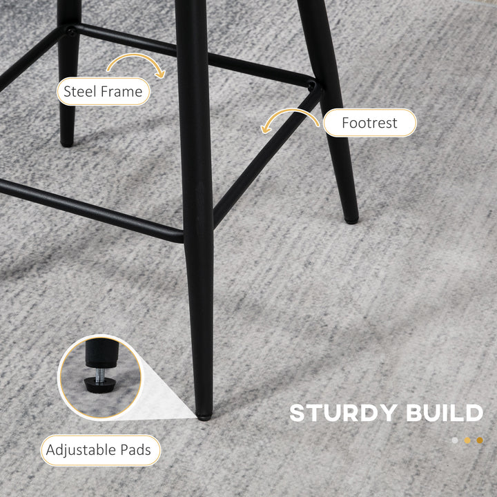 HOMCOM Faux Cashmere Bar Stools Set of 2 Counter Height Bar Stools with Back for Home Kitchen, 20.5"x19.7"x36.6", Cream