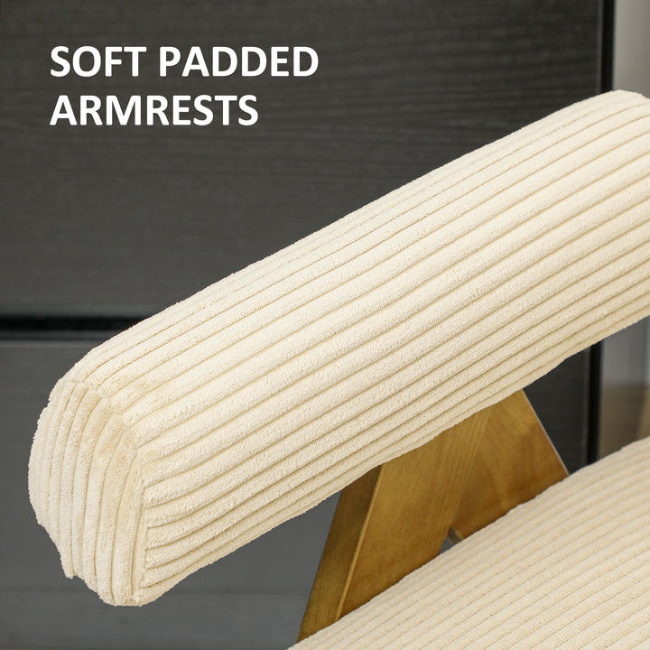 HOMCOM Corduroy Accent Chair Armchair with Wide Seat and Soft Padded Armrests for Reading, Bedroom, Dark Grey