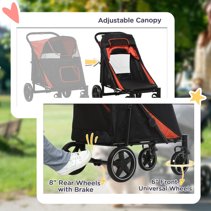 PawHut Foldable Pet Stroller with Universal Front Wheels, Shock Absorber, Dog Cat Carriage for Large & Medium Dogs, Dark Grey