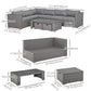 Outsunny 6 PCs Rattan Corner Sofa Set Outdoor Conservatory Furniture Grey