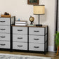 HOMCOM 6 Drawer Dresser for Bedroom, Fabric Chest of Drawers with Steel Frame, Wood Grain Top and Handles, Grey
