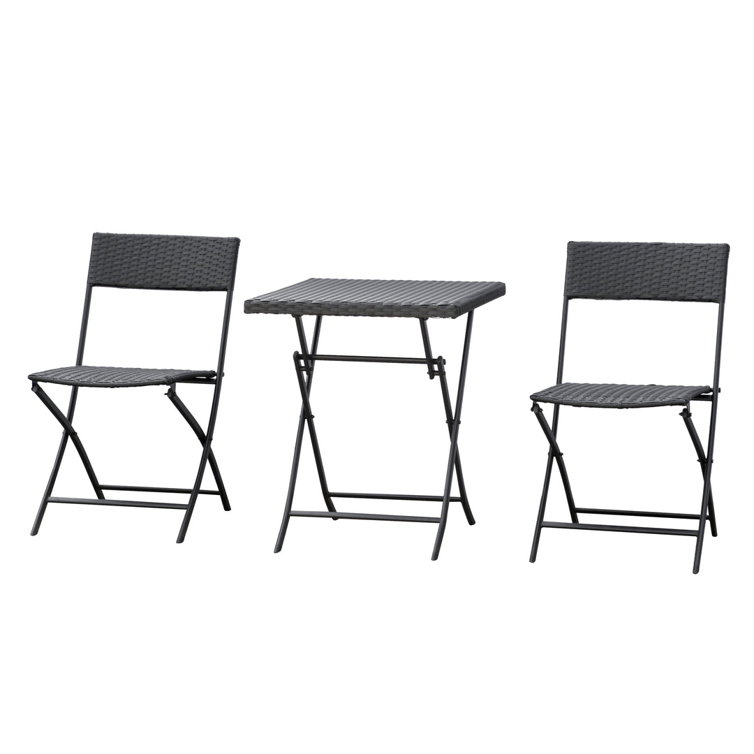 Outsunny 3-Piece Outdoor Folding Rattan Bistro Set, Mixed Brown