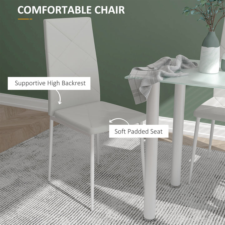 HOMCOM Modern Dining Table Set for 4, Space-Saving 5 Pieces Kitchen Table Set with Rectangle Table and Steel Frame, White