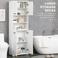 kleankin Bathroom Cabinet, Freestanding Linen Cabinet with Open Shelves and Cupboards, 23.6"x13.2"x72", White