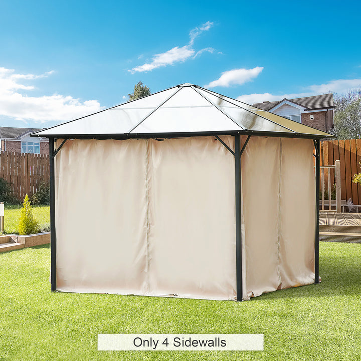 Outsunny 10' x 10' Universal Gazebo Sidewall Set with 4 Panels, Hooks/C-Rings Included for Pergolas & Cabanas, Beige