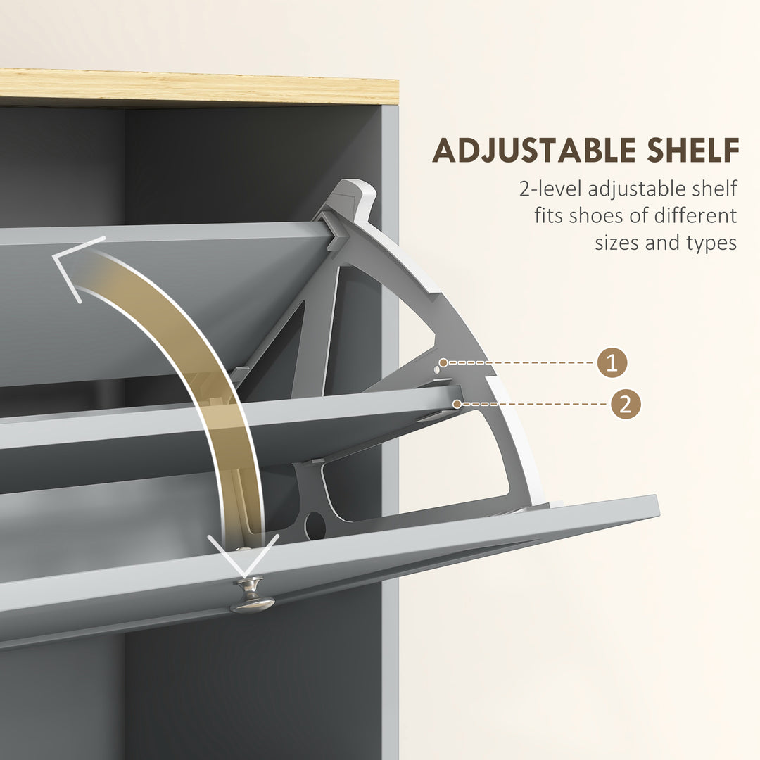 HOMCOM Modern Shoe Storage with 3 Flip Drawers and Adjustable Shelves, Shoe Cabinet Organizer for 12-18 Pairs of Shoes, White