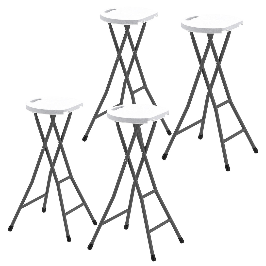 Outsunny Set of 4 Folding Outdoor Bar Stools, 29" Counter Height Stools with Handle, Indoor Outdoor Stool Chair with Footrest