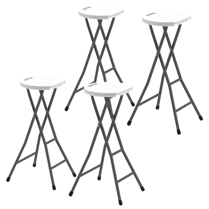 Outsunny Set of 4 Folding Outdoor Bar Stools, 29" Counter Height Stools with Handle, Indoor Outdoor Stool Chair with Footrest