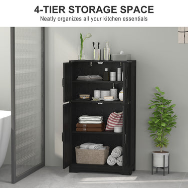 HOMCOM Farmhouse Kitchen Pantry, Freestanding Kitchen Pantry Storage Cabinet with Barn Doors and Adjustable Shelves, Black