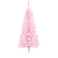 HOMCOM 7.5 FT Snow Flocked Artificial Christmas Tree, Pencil Xmas Tree with Realistic Branches, Auto Open and Steel Base, Pink