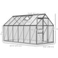 Outsunny 6' x 12' x 6.5' Walk-in Greenhouse, Polycarbonate Greenhouse with Adjustable Roof Vent, Base, Sliding Door, Clear