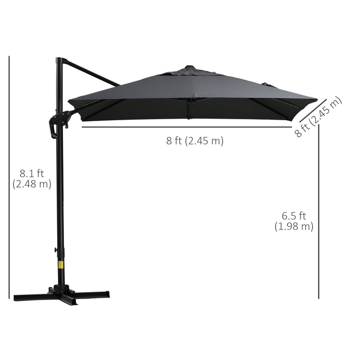 Outsunny 8'x8' Square Patio Hanging Offset Umbrella, Outdoor Cantilever Parasol w/ Cross Base, Cream White