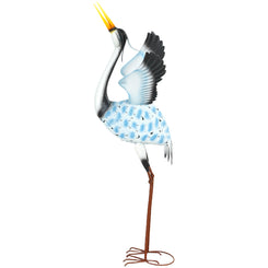 Outsunny Flying Crane Garden Statue, 42.5" Standing Lawn Ornament, Steel Garden Decor Bird Statue with Stakes for Lawn Patio Backyard Decoration, Mixed Colour