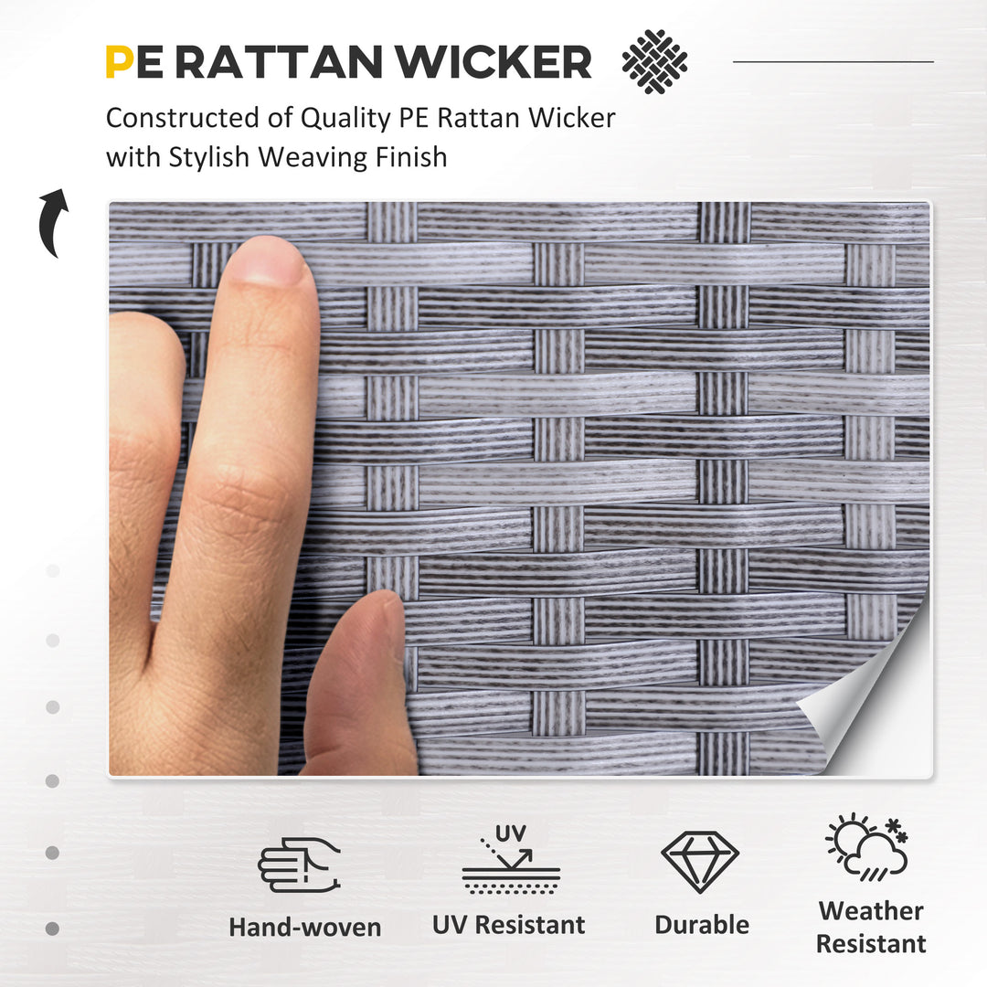 Outsunny 5 Pieces Wicker Patio Conversation Dining Furniture Set with Cushions, Table and Ottomans, Bright Blue