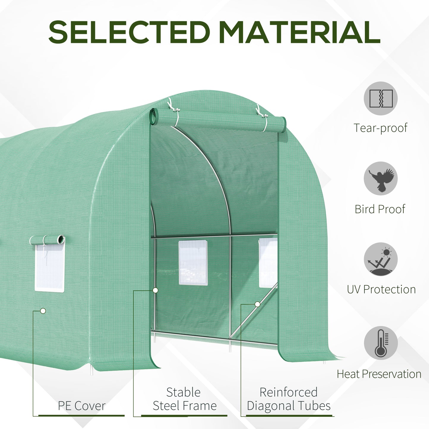 Outsunny 8'x6.6'x6.6' Heavy Duty Walk-in Greenhouse Garden Tunnel Hot House Outdoor Flower Vegetable Growth Warm House Roll Up Door, Windows, Steel