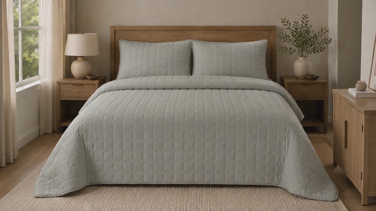 Aarniva Quilted Bedding Set | King/Queen | Soft & Lightweight | Stone Taupe | 4-Piece Set