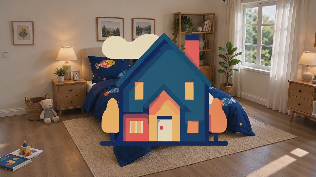 Aarniva Breathable Polyester Deep Sea Fish Comforter Set | King/Queen | 250 GSM | Ultra-Soft & Cozy | Deep Sea | 5-Piece Set