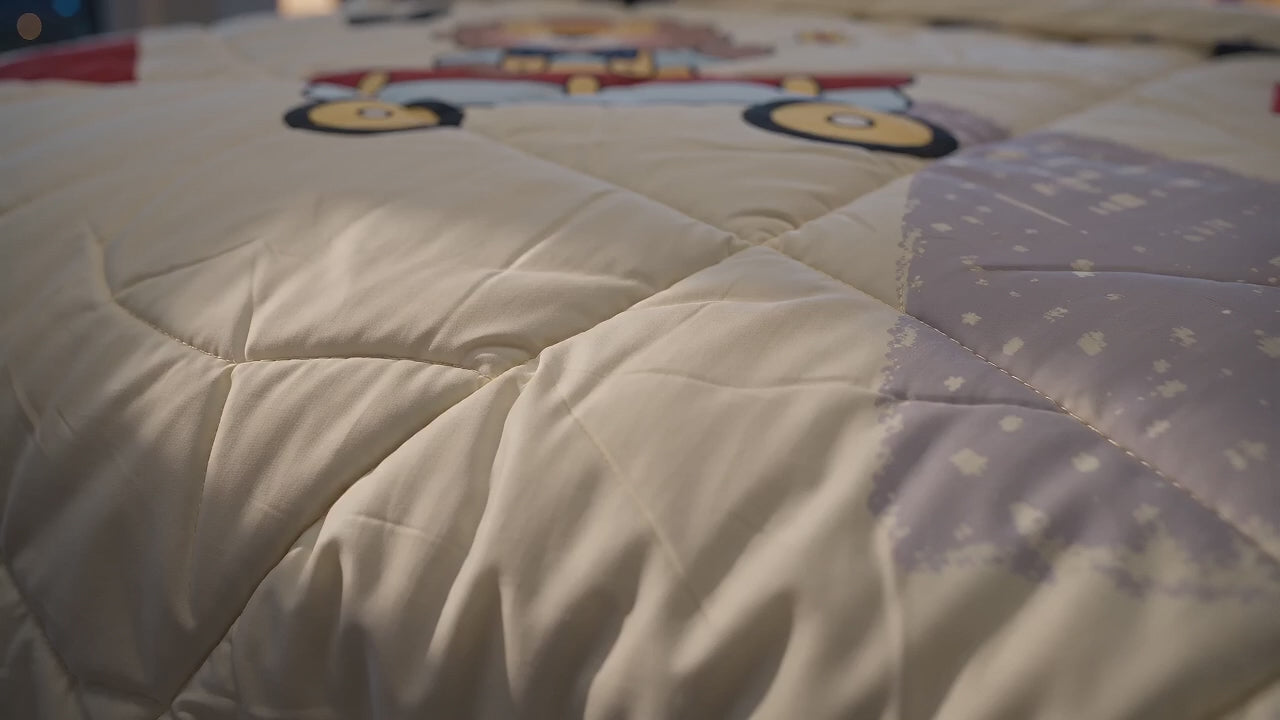 Aarniva Breathable Polyester Little Lion Printed Comforter Set | Double/Twin | 250 GSM | Ultra-Soft & Cozy | Soccer Navy | 5-Piece Set