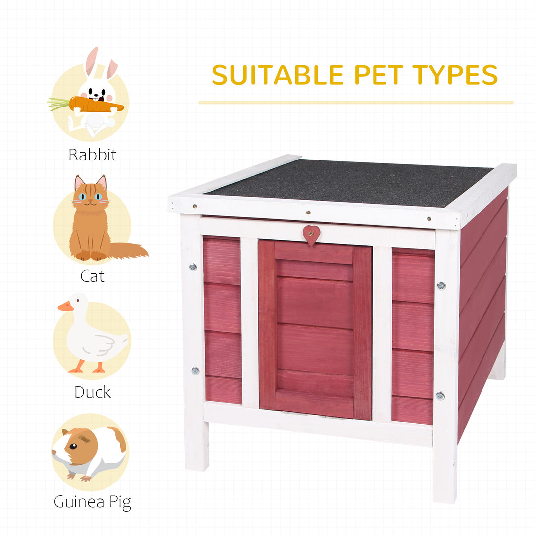 PawHut Wooden Rabbit Hutch Bunny Cage Outdoor Cat House Guinea Pig Cage Duck Shelter, Indoor Outdoor Use, 20"x16.5"x17", Grey