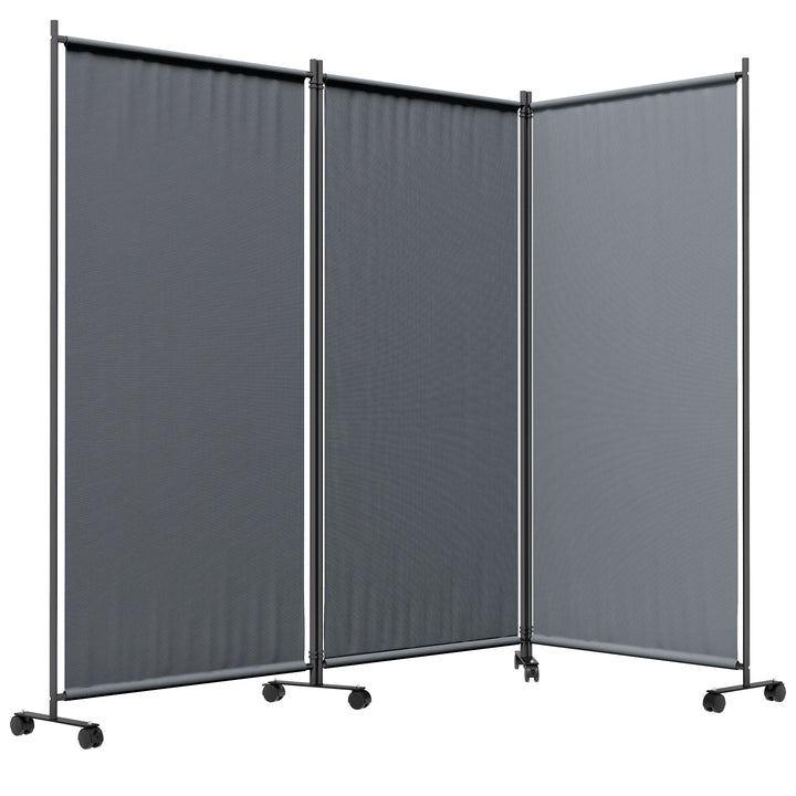 Outsunny Folding Room Divider with Castor Wheels, Rolling Privacy Screen for Patio Backyard Pool Hot Tub, 6ft Tall