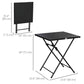 Outsunny Folding Coffee Table, Folding Patio Table, Square Small Side Table with Metal Plate Top, 23.6" x 23.6", Black