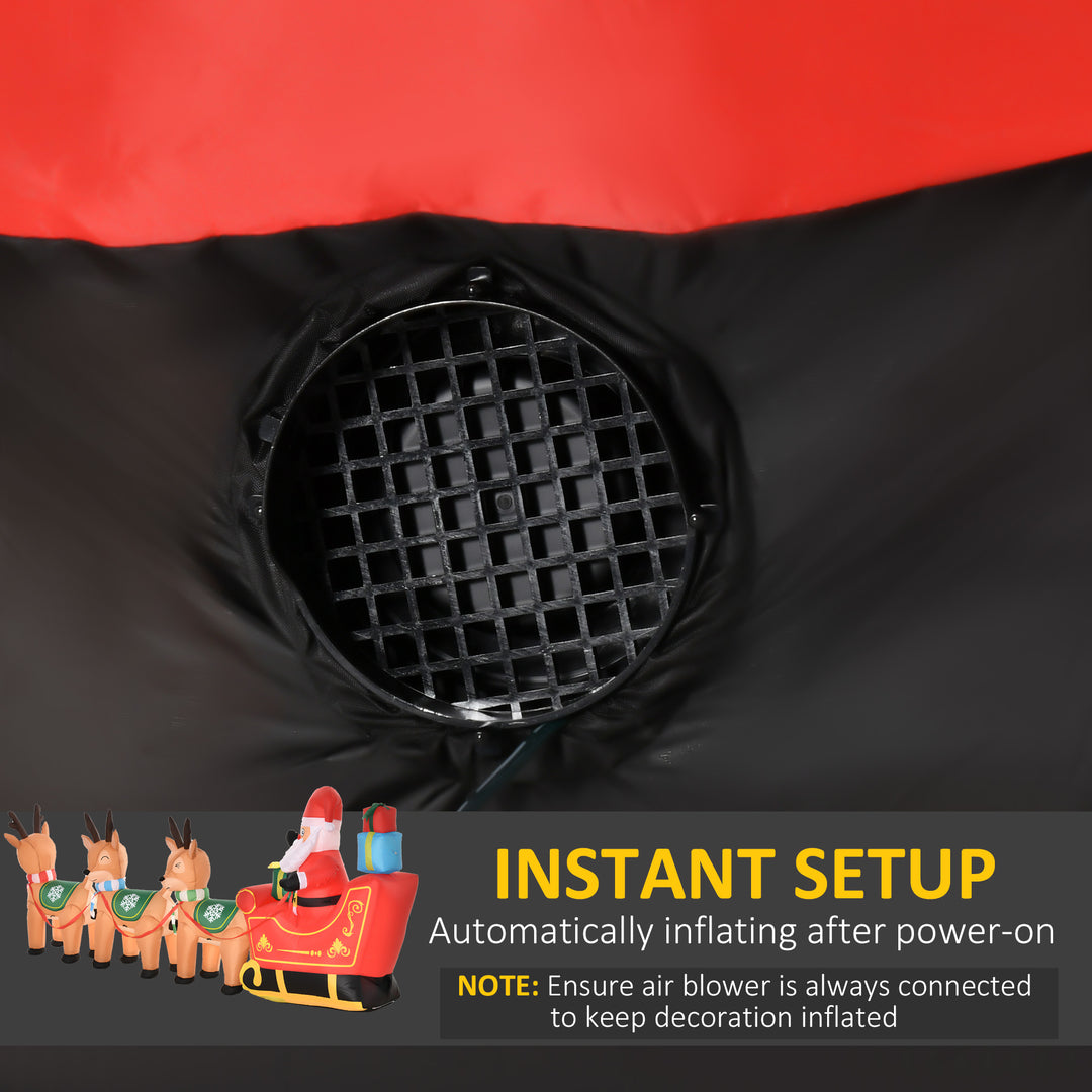 HOMCOM 8ft Christmas Inflatables Santa Claus with Sleigh and Reindeer, Outdoor Decoration with LED Lights Display