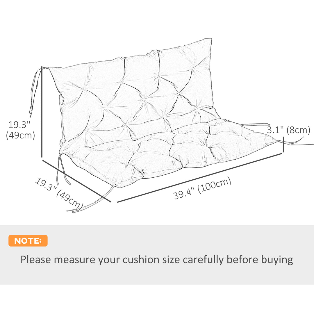 Outsunny Porch Swing Cushion Garden Bench Cushion with Backrest, Non-Slip 2-seater Soft Pad, Swing Chair Mat Replacement for Indoor and Outdoor, 39.4" x 38.6", Dark Grey