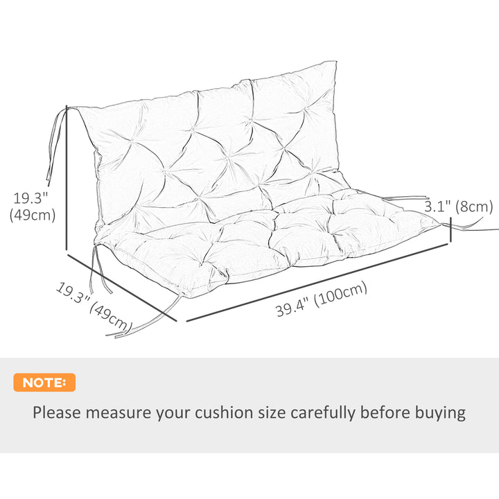 Outsunny Porch Swing Cushion Garden Bench Cushion with Backrest, Non-Slip 2-seater Soft Pad, Swing Chair Mat Replacement for Indoor and Outdoor, 39.4" x 38.6", Dark Grey