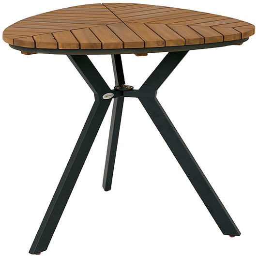 Outsunny 35.4" Outdoor Dining Table with Slatted Acacia Wood Leaf Tabletop, Patio Table with Steel Legs for Garden, Yard, Teak