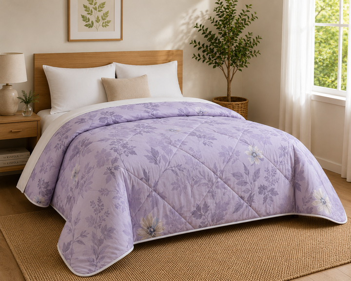 Aarniva Breathable Polyester Comforter Set | King/Queen | 250 GSM | Ultra-Soft & Cozy | Designed | Includes 2 Pillow Covers
