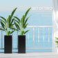 Outsunny 2 Pack Planter Box, 26 Inch Plastic Flower Pots with Water Level Indicator, Drainage Hole and Drain Plug, Dark Grey