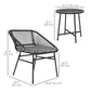 Outsunny 3 Piece Bistro Set, Wicker Outdoor Patio Furniture Set with Glass Top Table, Cushions for Balcony, Porch, Black