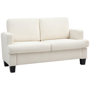 HOMCOM 54.3" Loveseat Sofa, 2 Seater Sofa with Removable Cushions, Small Couch with Wood Frame for Living Room, Cream White