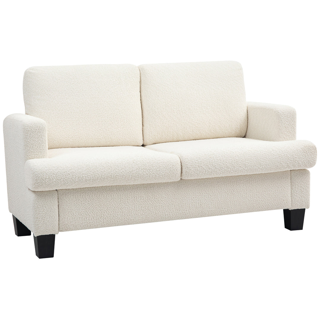 HOMCOM 54.3" Loveseat Sofa, 2 Seater Sofa with Removable Cushions, Small Couch with Wood Frame for Living Room, Cream White