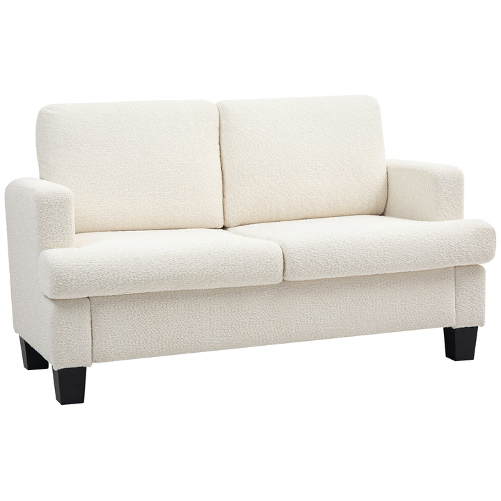 HOMCOM 54.3" Loveseat Sofa, 2 Seater Sofa with Removable Cushions, Small Couch with Wood Frame for Living Room, Cream White